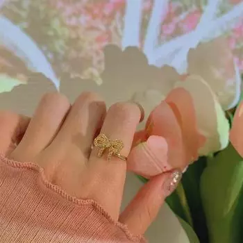 «Модное кольцо с бриллиантами в форме открытого банта — уникальный дизайн для женщин» Full diamond bow ring