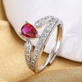 Модное кольцо с двойной каплей воды и цирконом, женское синее нишевое светлое роскошное открытое кольцо с бриллиантом