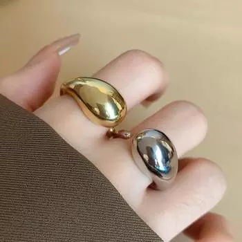 Модное кольцо с каплей воды, преувеличение, ретро-кольцо, металлические открытые кольца, женщина серебряный