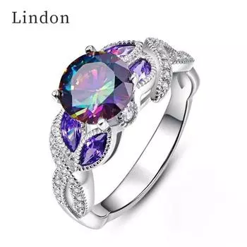 Модное кольцо с круглым цирконом для женщин, свадебные подарки 6