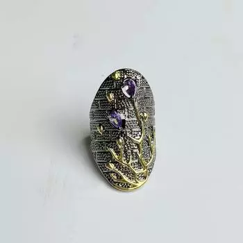 Модное кольцо с листом аметиста для женской помолвки 5