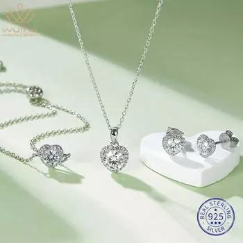 Модное кольцо с муассанитом GRA, 100% пройденное тестирование, с бриллиантом, стерлинговое серебро 925 пробы, кольцо/серьги/браслет/ожерелье, подарок на помолвку, комплект изысканных ювелирных изделий 9