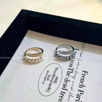 Модное кольцо с персонализированным жемчугом и цирконием 2024 года: Усовершенствованная конструкция указательного пальца ниши RR128S