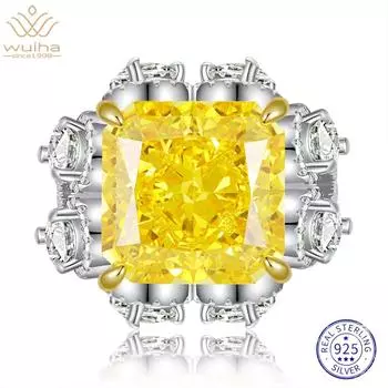 Модное кольцо с позолотой 18 К, 13*13 мм, необычное яркое граненое кольцо с драгоценным камнем для женщин, подарок на годовщину, ювелирные изделия из стерлингового серебра 925 пробы 9