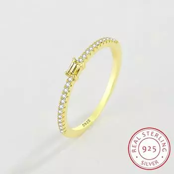 Модное кольцо с топазом из желтого золота и одним рядом бриллиантов для женщин, настоящее серебро S925 с кристаллами, подарок на помолвку, ювелирные изделия 6 белый