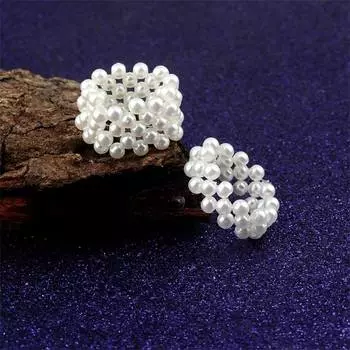 Модное кольцо Тканое кольцо Ручное плетение Популярное кольцо с хвостовиком Заводское кольцо Width 1.0cm белый