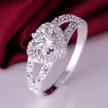 Модное кольцо в форме сердца Love Женское кольцо Модный простой набор с бриллиантами для рук 6