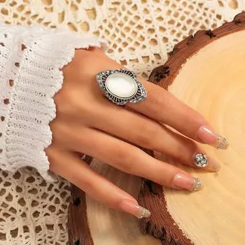 Модное кольцо в стиле ретро, креативное кольцо с бриллиантом, регулируемое кольцо с регулируемым отверстием, кольцо в богемном этническом стиле, модное кольцо 1