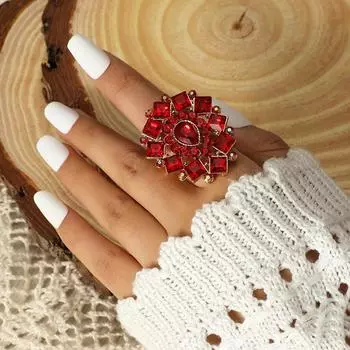 Модное кольцо в стиле ретро, креативное кольцо с бриллиантом, регулируемое кольцо с регулируемым отверстием, кольцо в богемном этническом стиле, модное кольцо 1