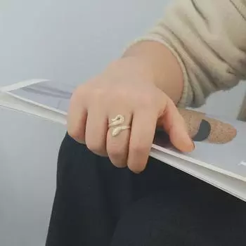 Модное кольцо в стиле ретро в форме змеи — устойчивое к выцветанию, открытое кольцо из высококачественного сплава для женщин золотой