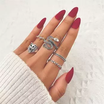 Модное кольцо в виде змеи с кошачьей головой, женский костюм, винтажное металлическое кольцо с животными, золотое и серебряное готическое ювелирное изделие, геометрические аксессуары серебряный