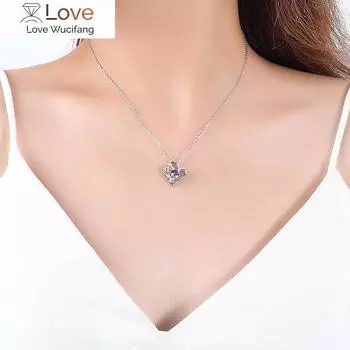 Модное колье для помолвки с двойной любовью, хрустальное ожерелье, свадебные украшения, парные ожерелья с подвеской для помолвки для женщин, подарок на день рождения белый