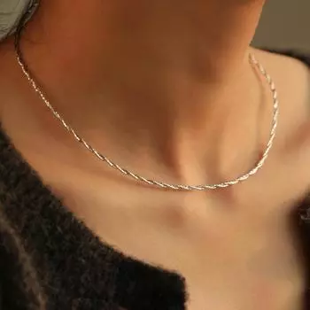 Модное колье из стерлингового серебра 925 пробы с двойной линией кручения в холодном стиле, универсальное женское ожерелье серебряный