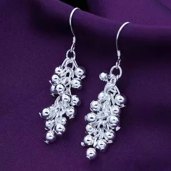 Модное корейское издание, популярные посеребренные ювелирные изделия, серебряные серьги с виноградным жемчугом S925