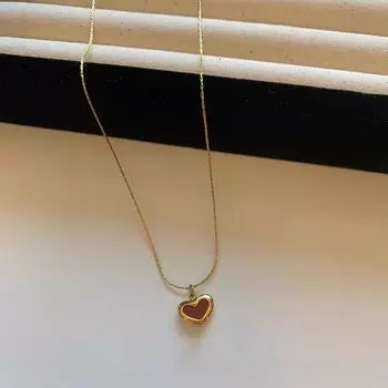 Модное красное сердечко с подвеской, золотое ожерелье для женщин, милый элегантный нишевый дизайн, вечерние украшения, свадебные подарки
