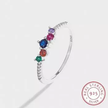Модное красочное кольцо из стерлингового серебра с цирконом для женщин, высококачественные ювелирные изделия из стерлингового серебра, блестящее кольцо с цирконом, кольцо для пары, ювелирное изделие из стерлингового серебра, подарок 6 серебряный