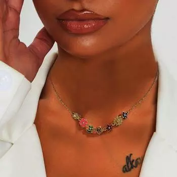 Модное красочное ожерелье в виде улитки с цветком, новое инкрустированное бриллиантами цветочное ожерелье для дам, подарок на свадьбу