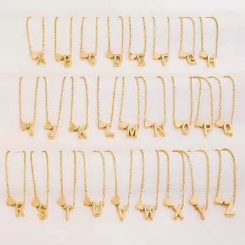 Модное крошечное изящное сердечко с инициалами, персонализированное ожерелье с буквами, ювелирные изделия для женщин A золотой