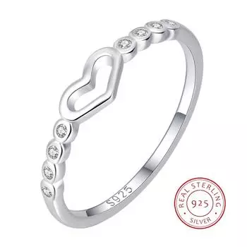 Модное круглое кольцо для пары в форме сердца для женщин, обручальное свадебное кольцо из стерлингового серебра, ювелирные изделия для вечеринки, кольца из стерлингового серебра 925 пробы для женщин 6 белый