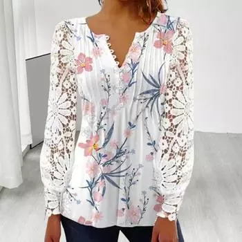 Модное кружевное платье с цветочной вышивкой, летняя блузка, женская одежда, весенняя футболка L розовый