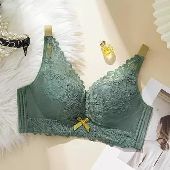 Модное кружевное сексуальное нижнее белье без стальных колец, собирающееся и закрывающее под грудью дышащий бюстгальтер Регулируемый бюстгальтер 75C белый