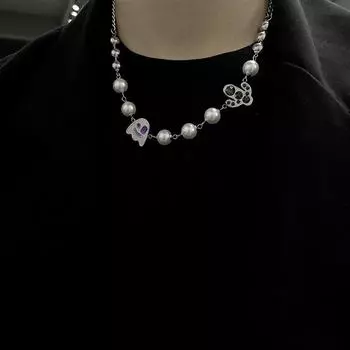 Модное кубинское ожерелье с бриллиантами и жемчугом кактуса - универсальная хип-хоп-цепочка на ключицу Diamond Cactus Necklace