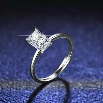 Модное квадратное кольцо с четырьмя зубцами из настоящего муассанита с бриллиантом изумрудной огранки, чистое серебро S925 для женщин, ювелирные изделия, свадебный подарок 9