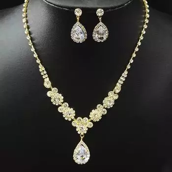 Модное легкое роскошное ожерелье с цирконием, комплект серег, женское свадебное платье с узлом, аксессуары для вечернего платья, свадебные аксессуары для ужина