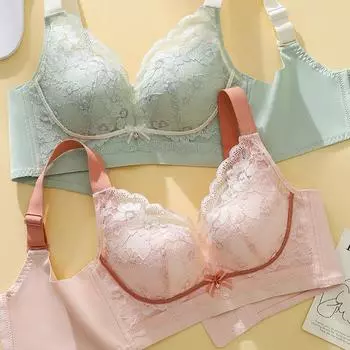 модное летнее нижнее белье женское супер тонкое дышащее без стального кольца коллекция грудь анти-провисание большой размер бюстгальтер чехол 34/75B зелёный