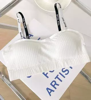 модное летнее новое красивое нижнее белье для девочек, бесшовное облегающее грудь студенток, внутреннее нижнее белье с базовыми подтяжками, небольшой жилет без бюстгальтера со стальным кольцом One size fits all серый