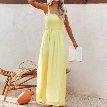 Модное летнее платье с открытой спиной из жаккарда А-силуэта, женское платье без рукавов, сексуальное шифоновое платье, эластичные тонкие длинные платья 26215 S бежевый