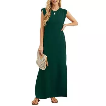 Модное летнее повседневное свободное сексуальное женское длинное платье женское элегантное без рукавов облегающее офисное женское платье простое однотонное винтажное вечернее клубное платье 26573 S чёрный