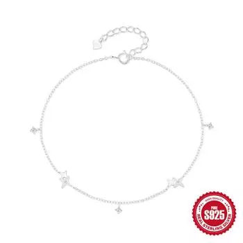 Модное летнее украшение S925 Sterling Silver Регулируемое двойное сердце Четырехконечная звезда Циркон Идеальный рог 925 silver серебряный