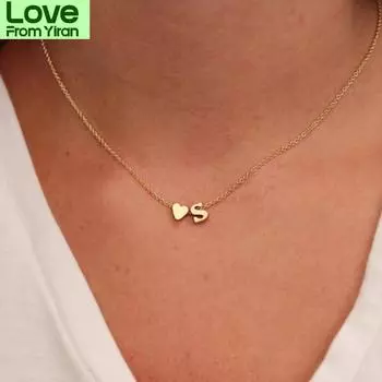 Модное маленькое сердечко, изящное инициализированное ожерелье с буквами золотого и серебряного цвета, ожерелье-чокер для женщин, кулон, ювелирное изделие, подарок золотой