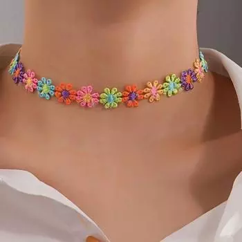 Модное маленькое свежее плетеное ожерелье с подсолнечником, цветочная цепочка на ключицу, женская цепочка