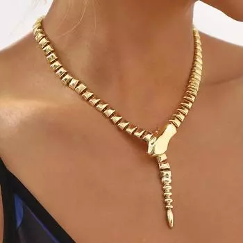 Модное металлическое ожерелье в форме змеи, геометрическая индивидуальность, высококлассный подиумный стиль, тяжелая промышленность, цепочка из змеиной кости