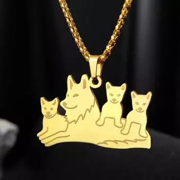 Модное, милое, индивидуальное ожерелье с изображением хаски из нержавеющей стали, золото и серебро, волк, вечеринка, пара, праздничный подарок, кулон, ювелирное изделие серебряный