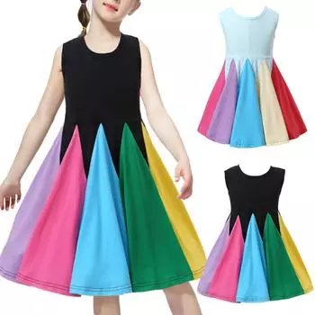 Модное милое милое платье без рукавов с оборками для маленьких девочек 100 чёрный