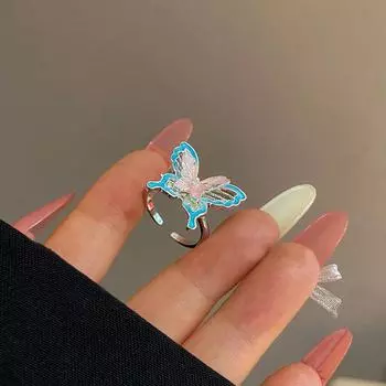 Модное многослойное кольцо-бабочка с жемчугом, простое регулируемое кольцо на палец, подарок на вечеринку для дам