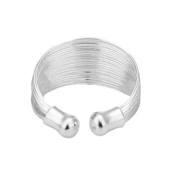 Модное многослойное кольцо-цепочка женское посеребренное широкое регулируемое открытое кольцо 8 серебряный