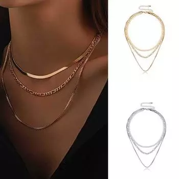 Модное многослойное колье-чокер с плоским лезвием и змеиным звеном, простое ожерелье с воротником золотого цвета для женщин, ювелирные изделия золотистый