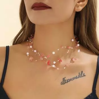Модное многослойное ожерелье из белого жемчуга с бусинами, нерегулярное розовое ожерелье для вечеринок Ms Thing