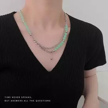 Модное многослойное ожерелье из мятно-зеленого бисера - унисекс в стиле ретро, легкий, роскошный стиль beaded мятный зеленый