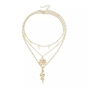 Модное многослойное ожерелье с подвеской в виде змеи и цепочками-чокерами, ювелирный аксессуар для повседневной носки