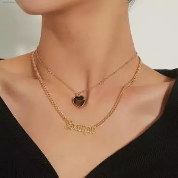Модное многослойное ожерелье в форме сердца с леопардовым принтом, подвеска в виде буквы Скорпион, толстая металлическая цепочка, женские аксессуары золотистый