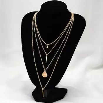 Модное многослойное ожерелье золотого цвета для женщин, винтажное геометрическое богемное модное ожерелье с подвесками, ювелирные изделия золотой