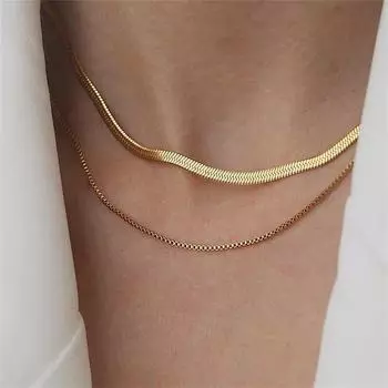 Модное многослойное золотое ожерелье из змеиной кости с креативным дизайном 5491501HB