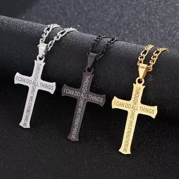 Модное модное ожерелье с крестом, подходящее для ежедневного ношения, 1 шт., популярное винтажное ожерелье с подвеской серебряный