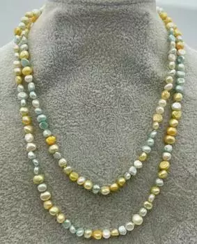 Модное модное светлое маленькое ожерелье из натурального пресноводного жемчуга неправильной формы длиной 30 дюймов.