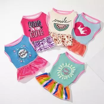 Модное моющееся облегающее платье для щенков в полоску в стиле пэчворк для домашних животных для улицы S розы красного